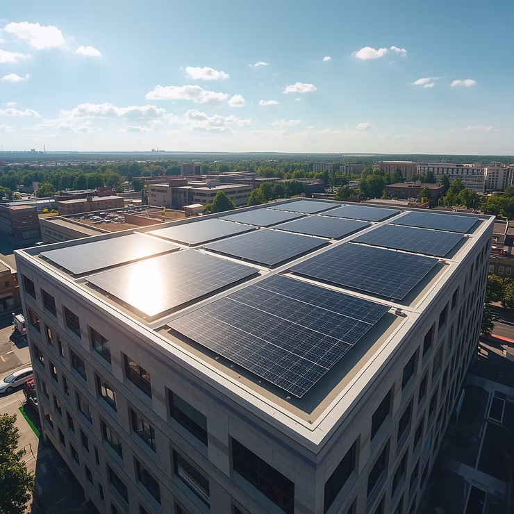 Commercial building suitable for a business solar energy system